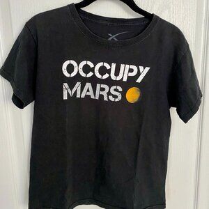 Space X Occupy Mars Graphic Short Sleeve 100% Cotton Tee Black Kids Size Medium